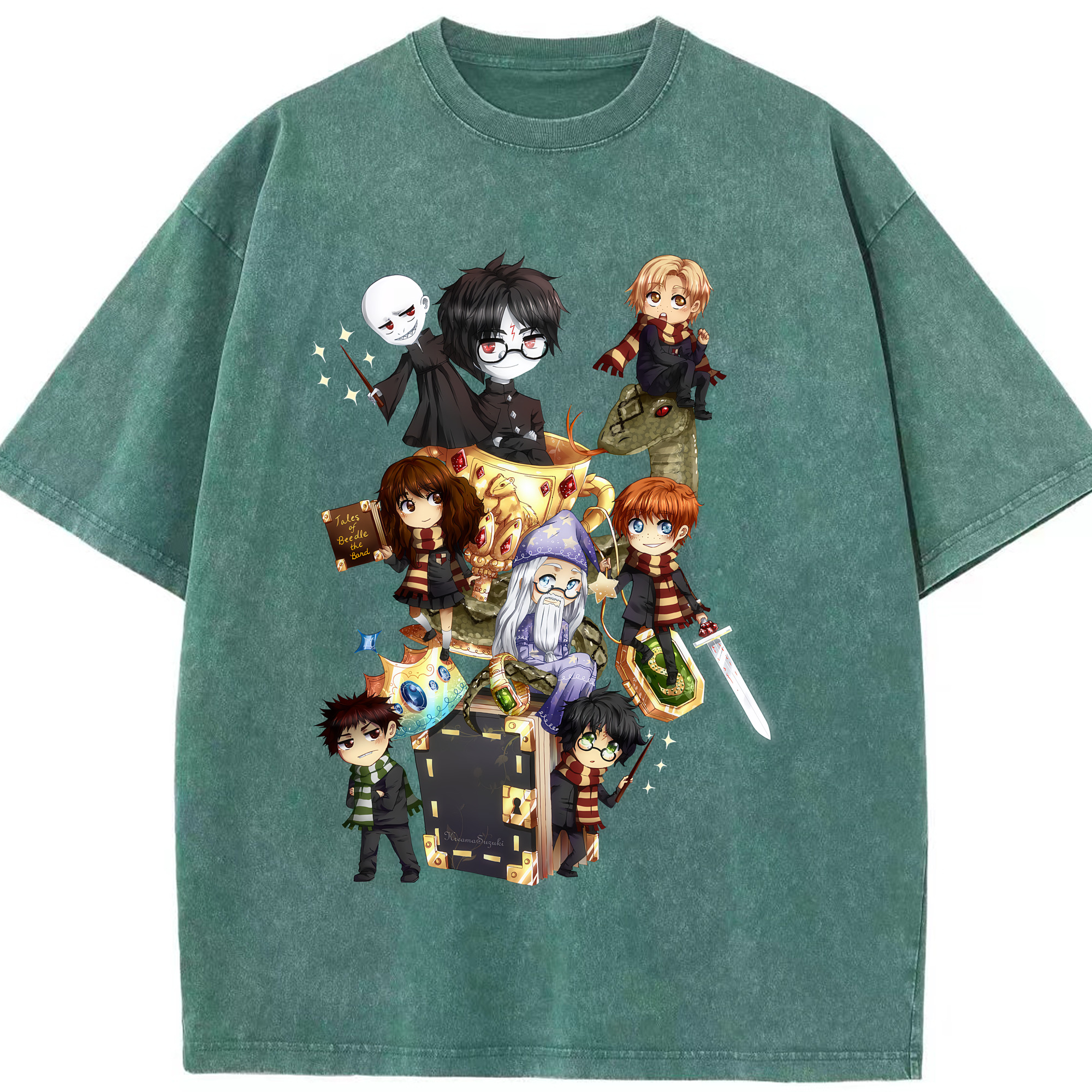 （画像用） Harry Potter ハリー・ポッターシリーズ 綿100% ヴィンテージ風 半袖Tシャツ（フロントプリント）